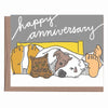 Happy Anniversary Card (Pets In Bed)